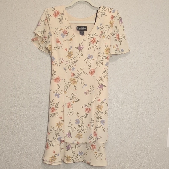 Vintage Dresses & Skirts - Randi May Collection vintage '90s cream floral short sleeve mini dress 📸 📏
